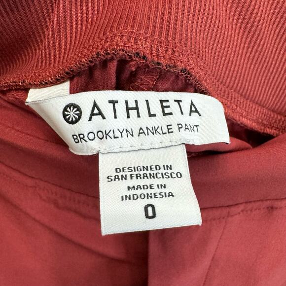 Athleta Brooklyn Ankle Pant Cinnamon Red Lightweight Travel Casual SZ 0 - Picture 10 of 11